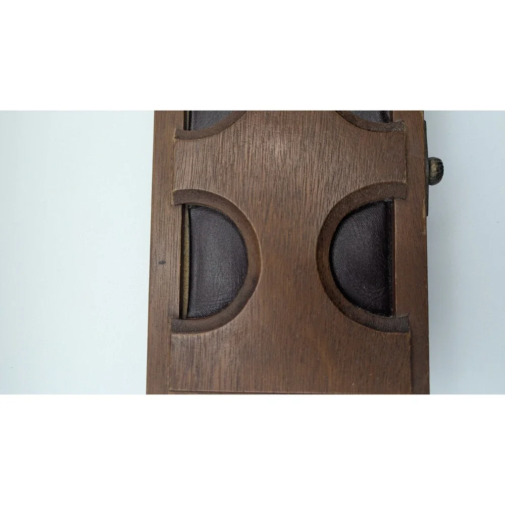 Vintage Japanese Brutalist Wooden Musical Jewelry Box Mid Century Modern Mustard